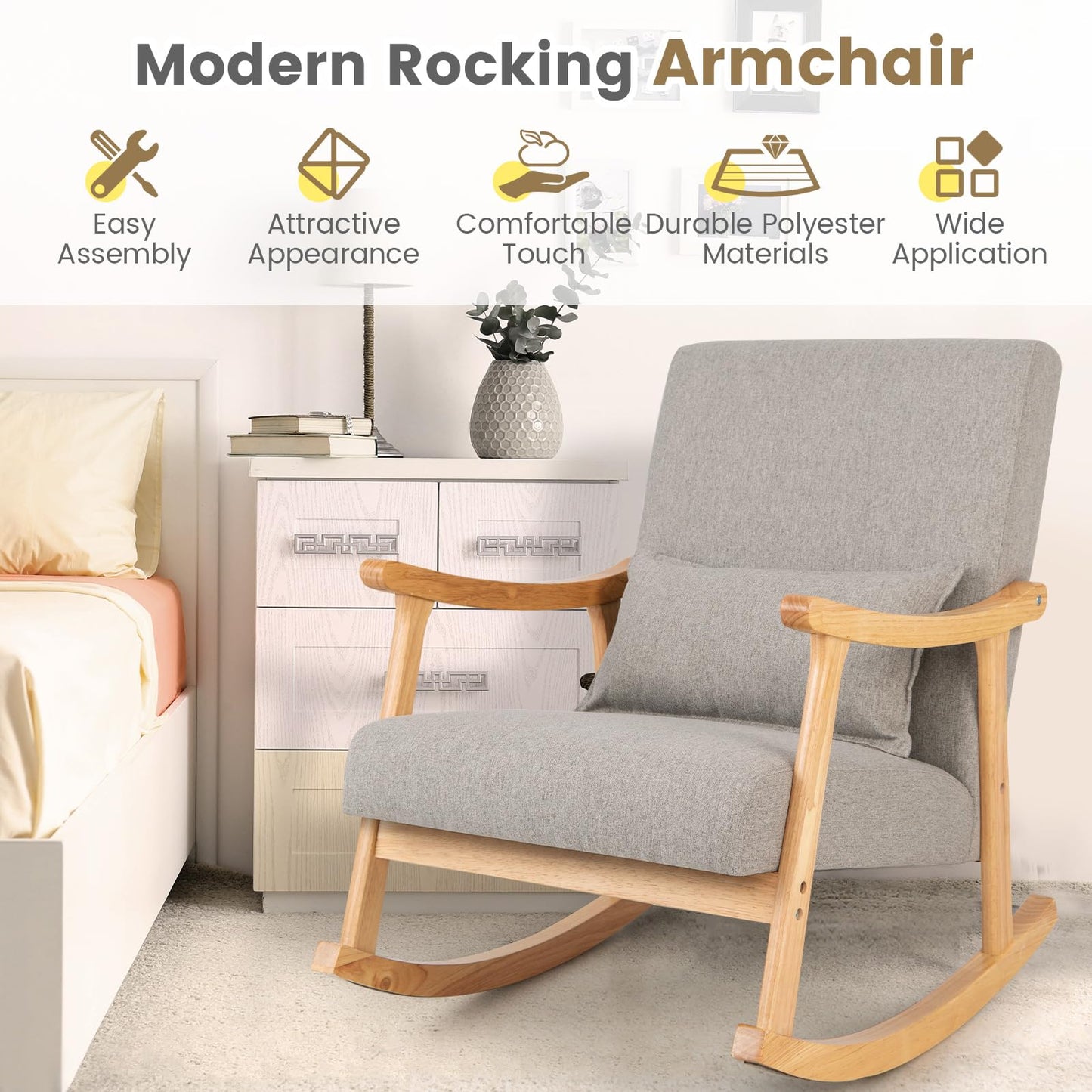 Relax Rocking Chair for Living Room Bedroom Nursery