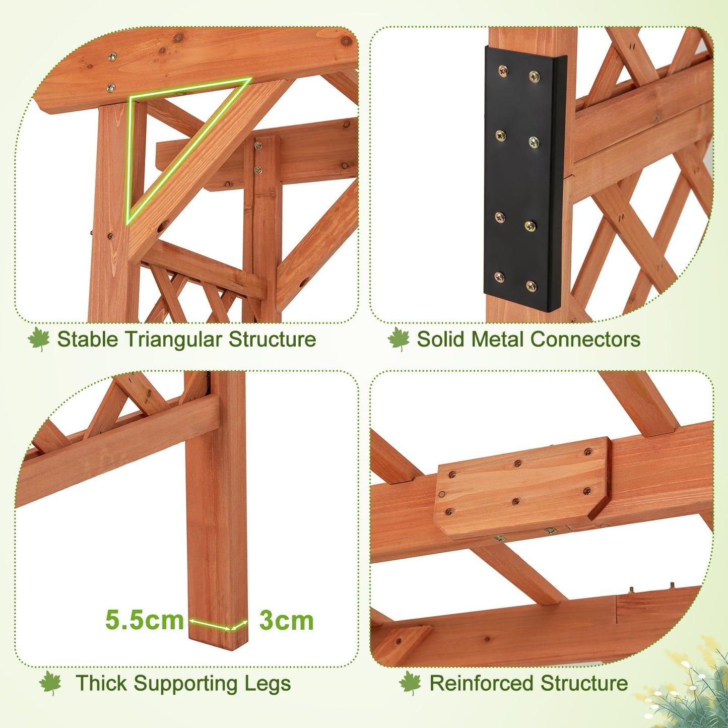 Wooden Garden Arch Entryway Trellis Pergola Arbour(152 x 80 x 215cm)