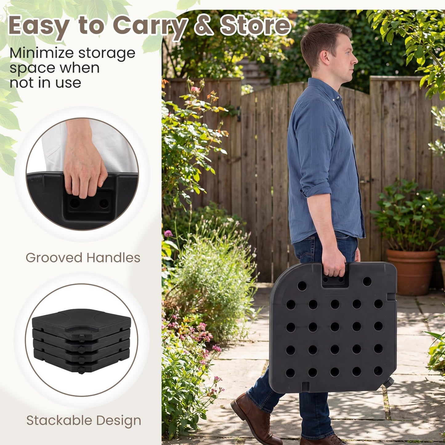 4-Piece 72 KG Heavy-Duty Cantilever Offset Patio Market Umbrella Base