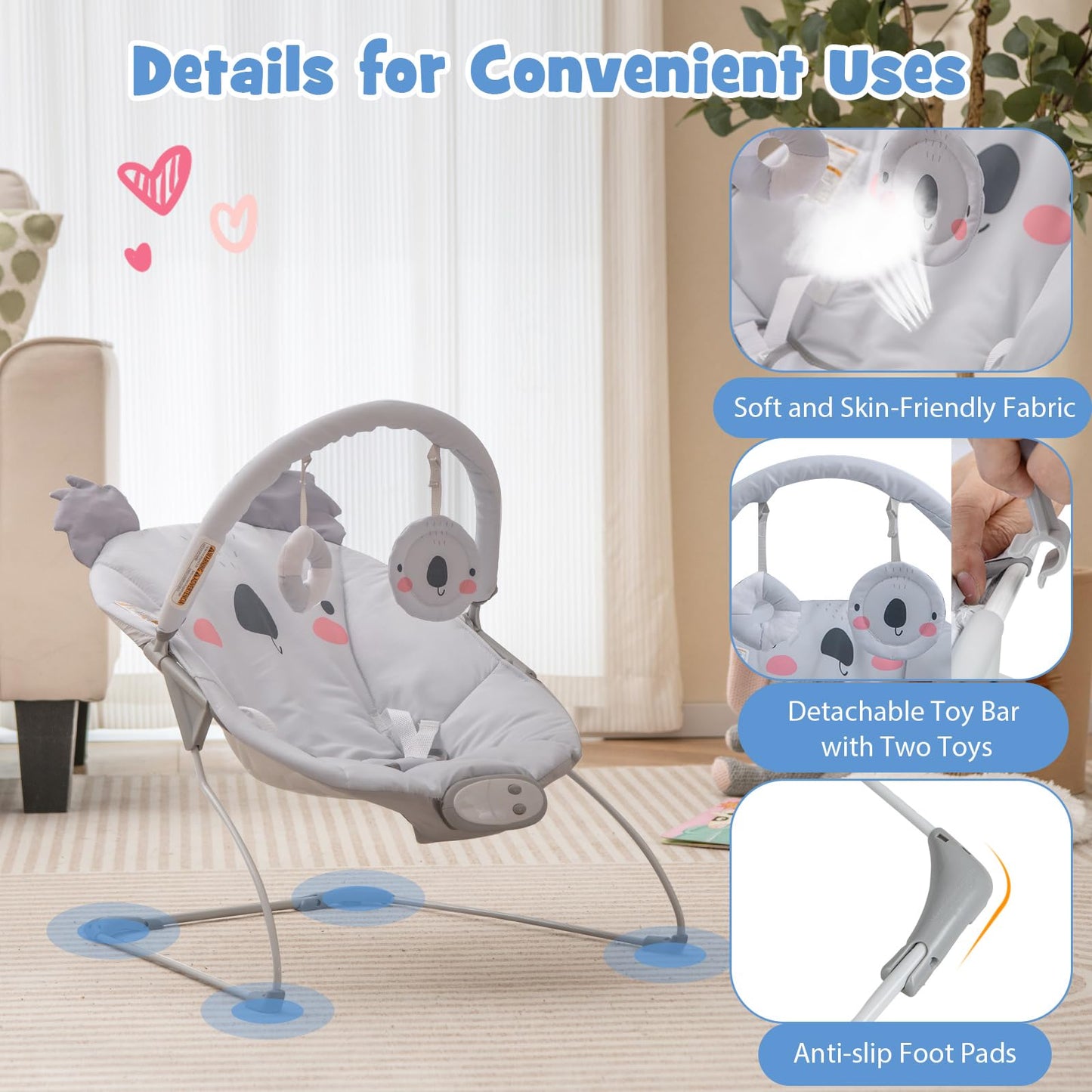 Infants Rocker Seat with Detachable Toy Bar