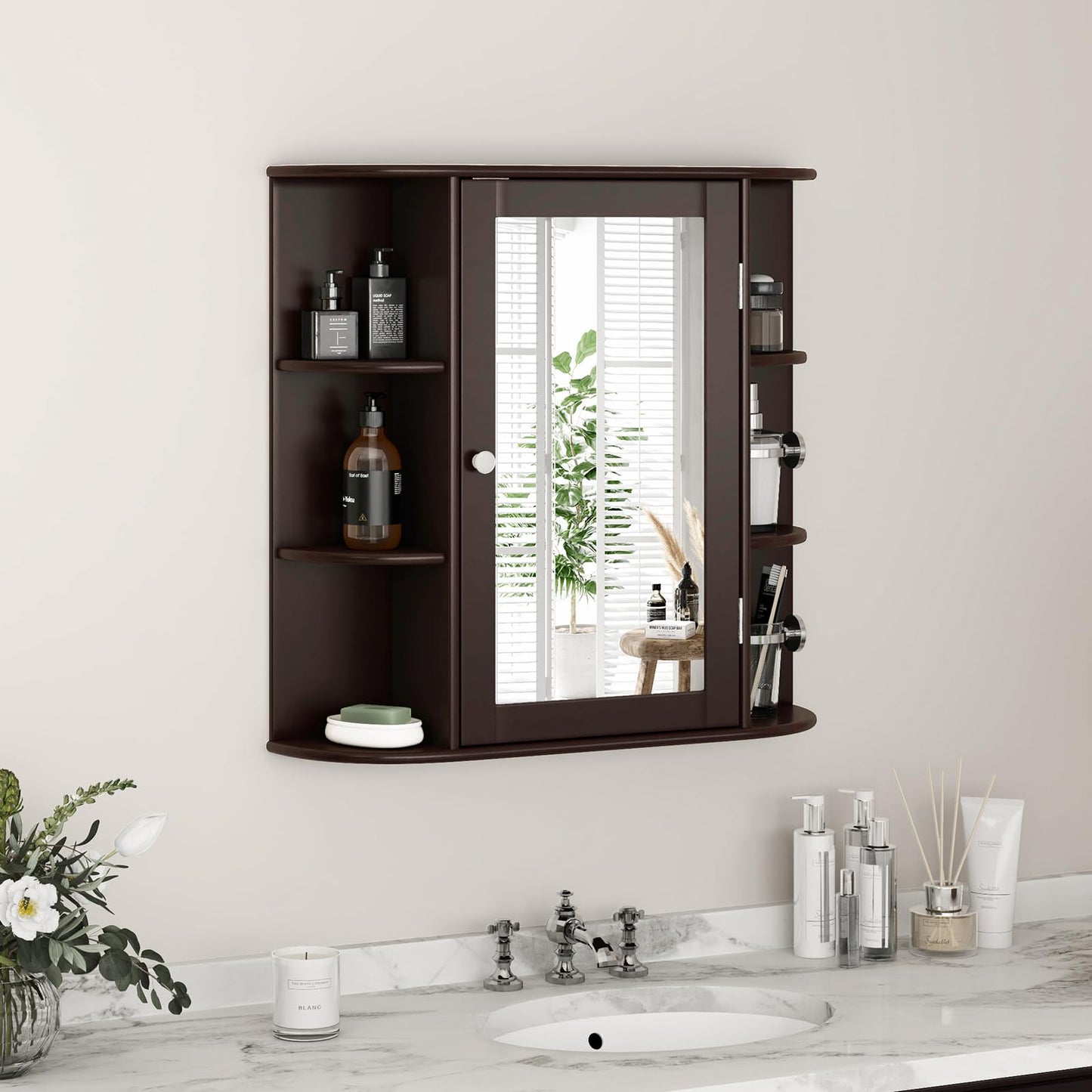 3 Tier Mirrored Wall Mounted Bathroom Cabinet