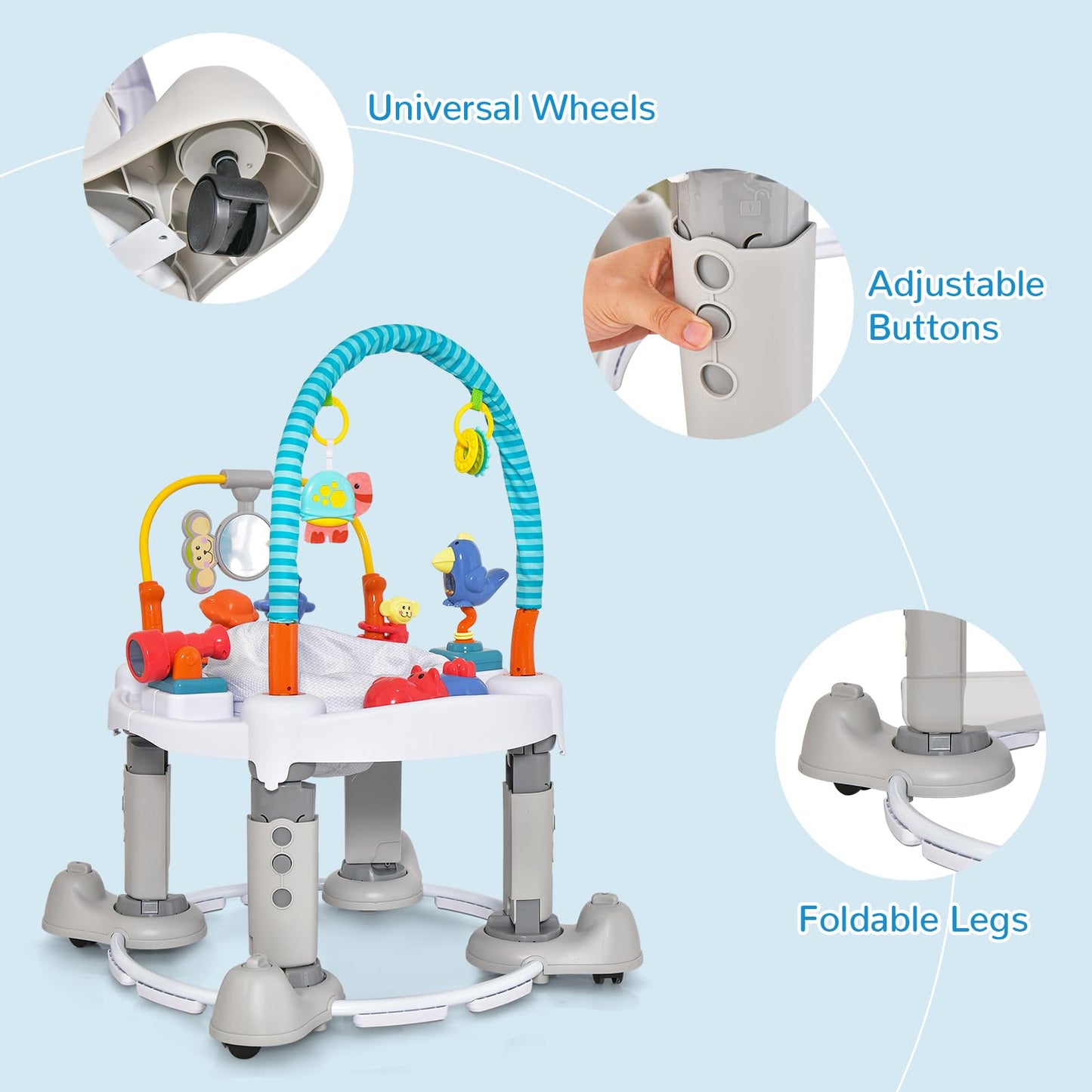 4-in-1 Baby Walker with 3-Level Adjustable Height