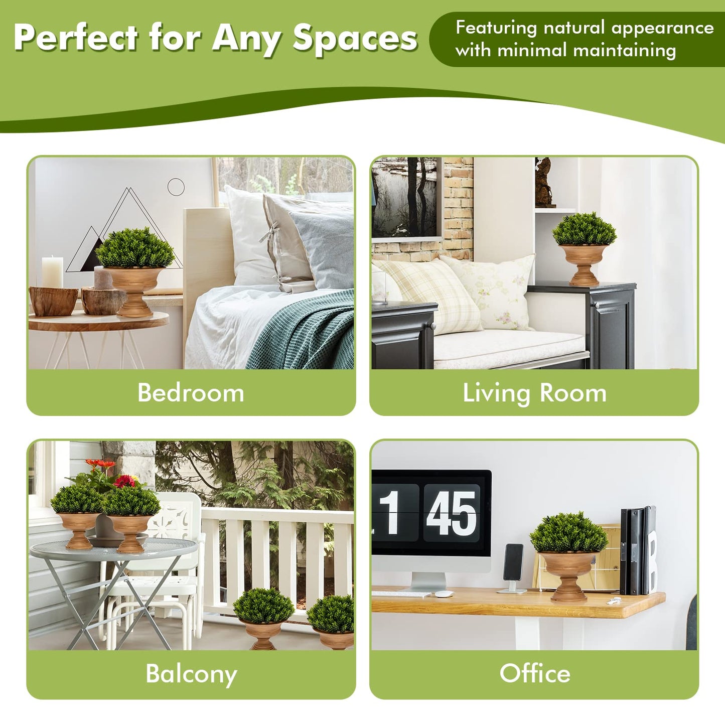 4 Pieces Mini Faux Pine Cone Tree Set with Pots