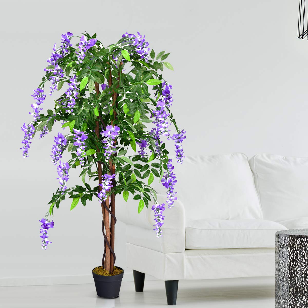 150CM Ficus Artificial Tree Fake Wisteria Tree with 3 Natural Trunks