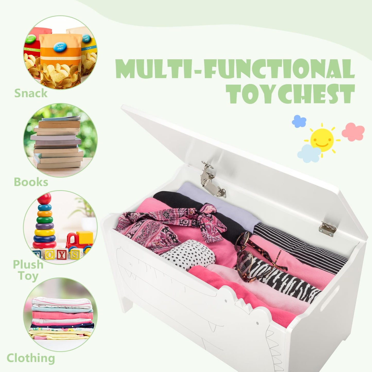 Kids Bench and Storage Chest with Safety Hinged Lid