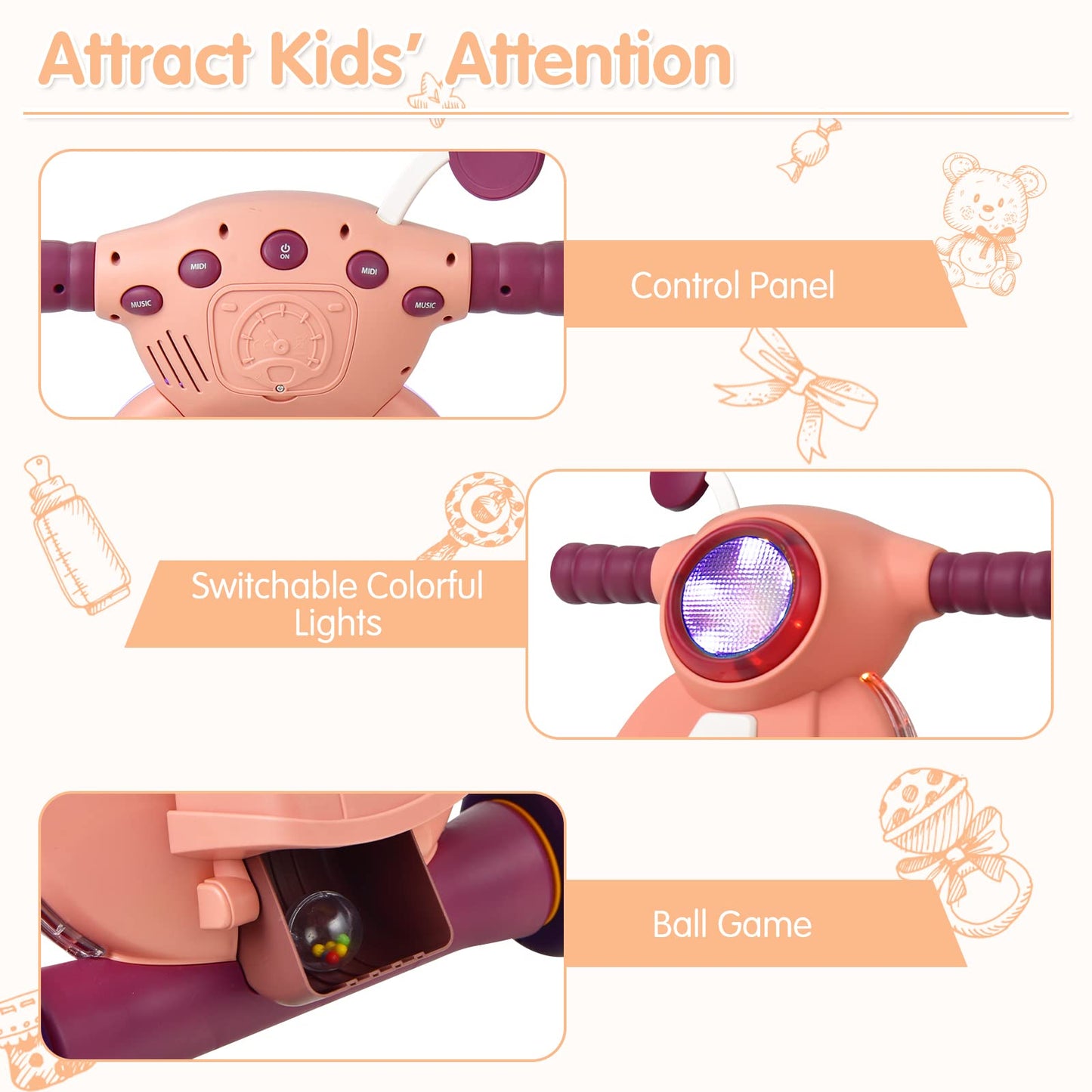 Baby Push Along Walkers with Lights