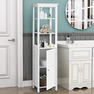 Freestanding Floor Cabinet with 3-Position Middle Panel and Anti-Toppling Mechanism