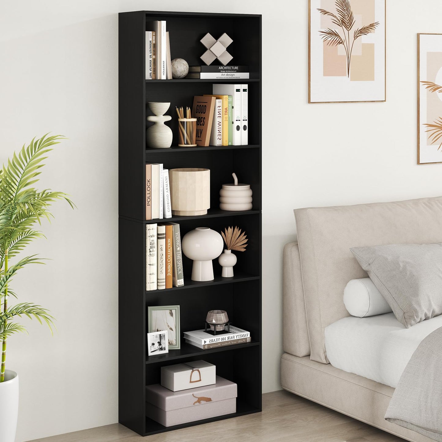 60 x 24 x 178 cm Floor Standing Book Storage Organizer with 2 Anti-tipping Kits