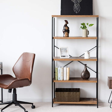Freestanding Wooden 5-Tier Storage Bookshelf