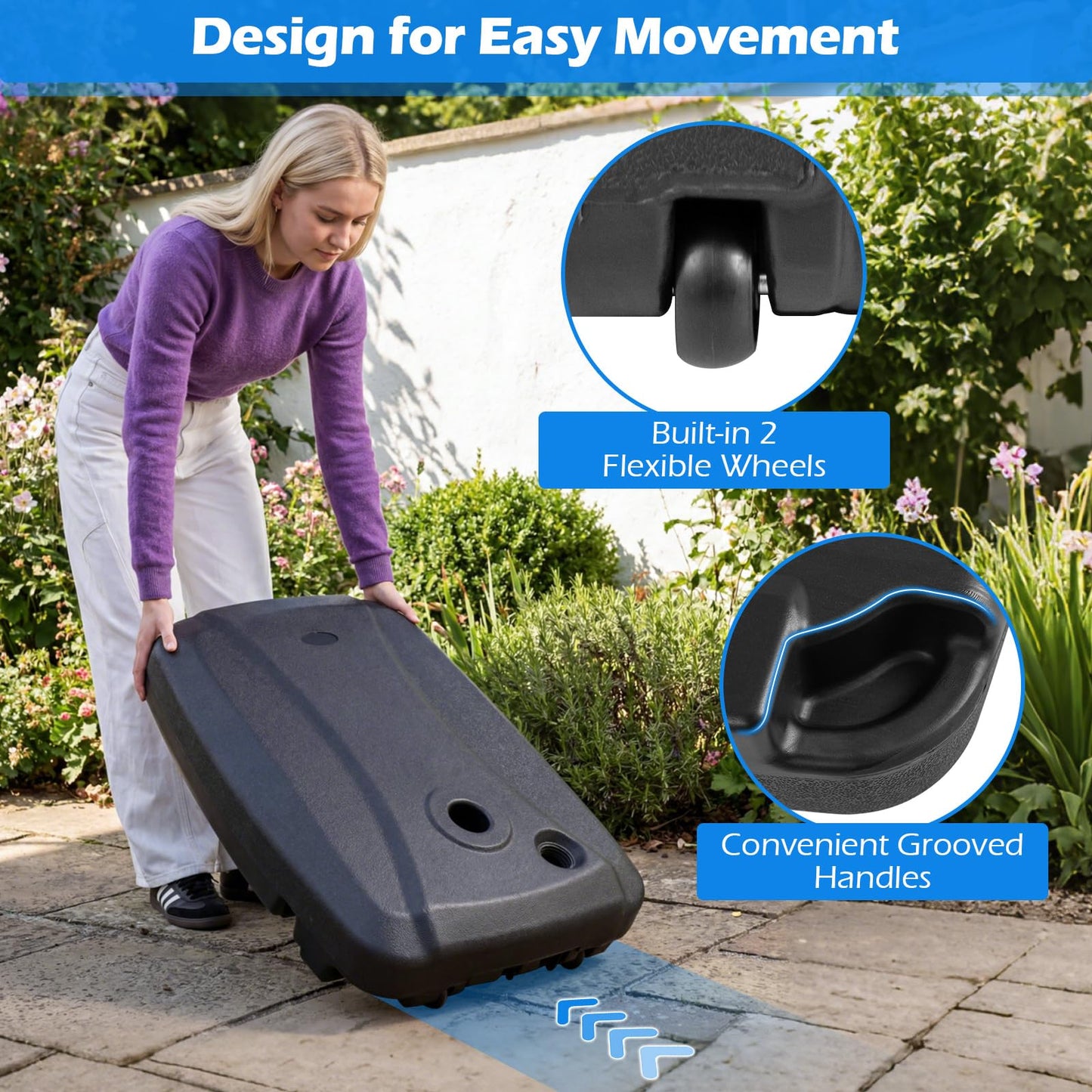 Cantilever Base Weight, Heavy-Duty Mobile Patio Parasol Umbrella Stand