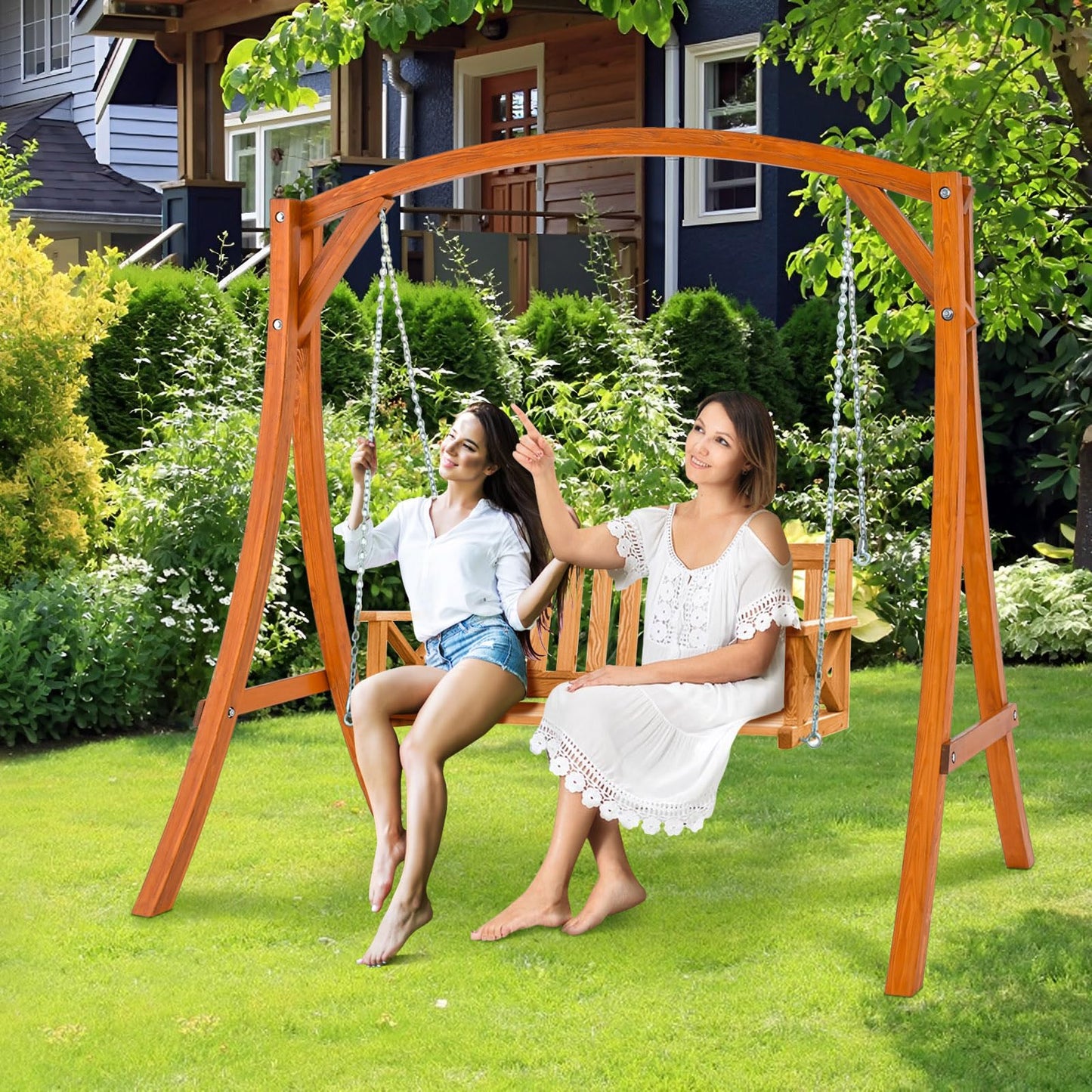 Solid Wood Garden Swing Stand Frame