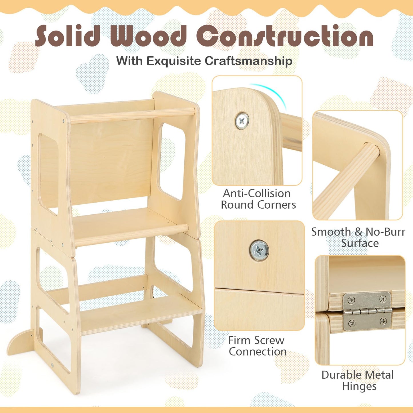 3 in 1 Toddler Kitchen Learning Tower with Chalkboard
