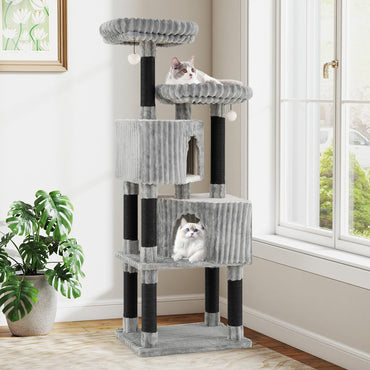 Cat Tree, 156cm Tall Multi-Layer Cats Tower with 2 Perch Beds
