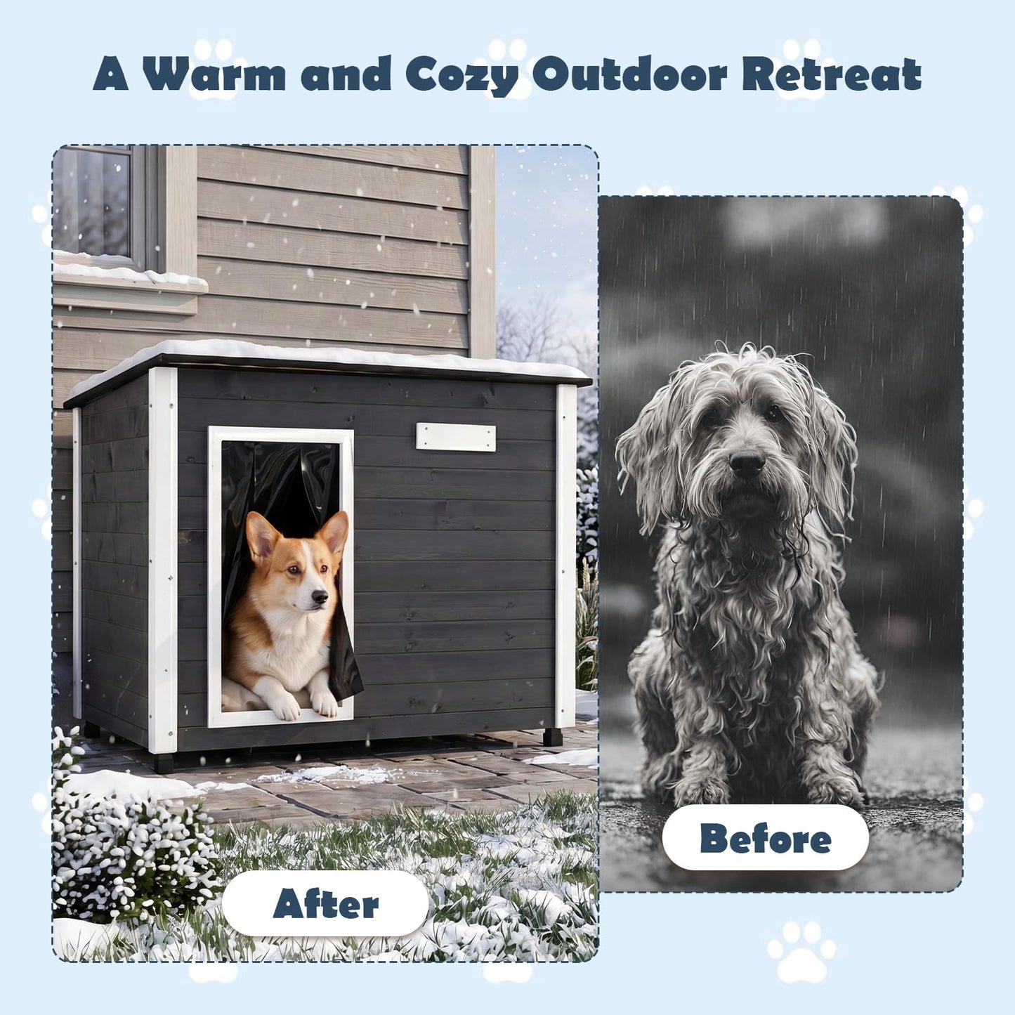 Wooden Dog House, Outdoor Weatherproof Pet Shelter
