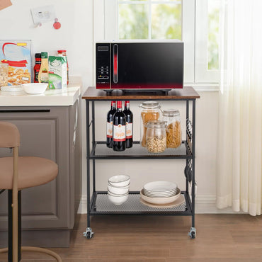 GiantexUK 3 Tier Serving Cart Microwave Stand with Shelves