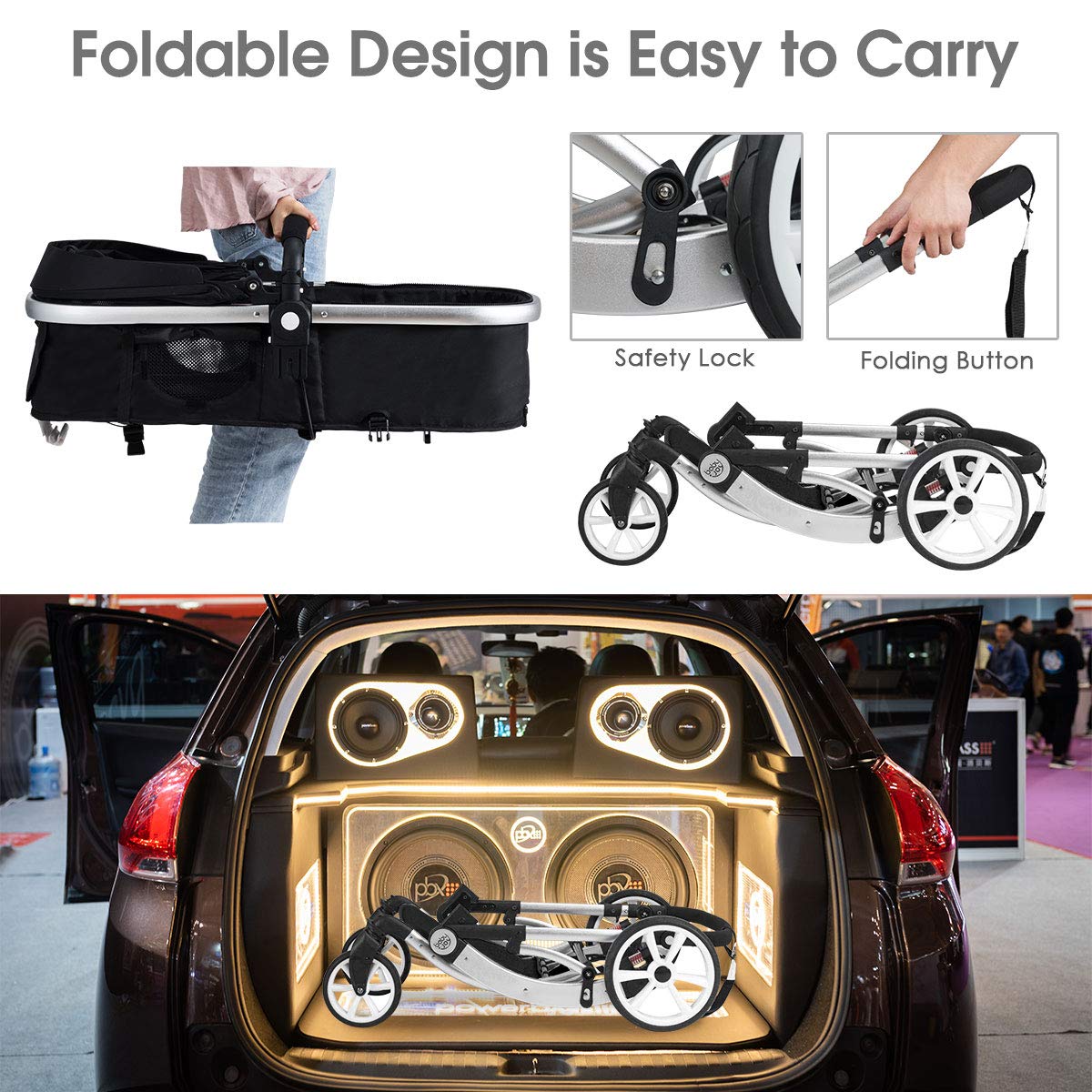 Foldable Infant Stroller with Rain Cover