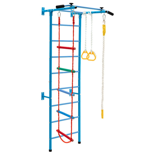 Swedish Ladder Set with Climbing Frame Pull-up Bar Ropes and Rings