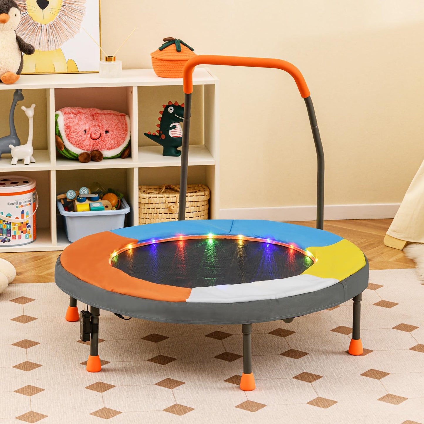 36" Mini Trampoline for Kids with LED Lights