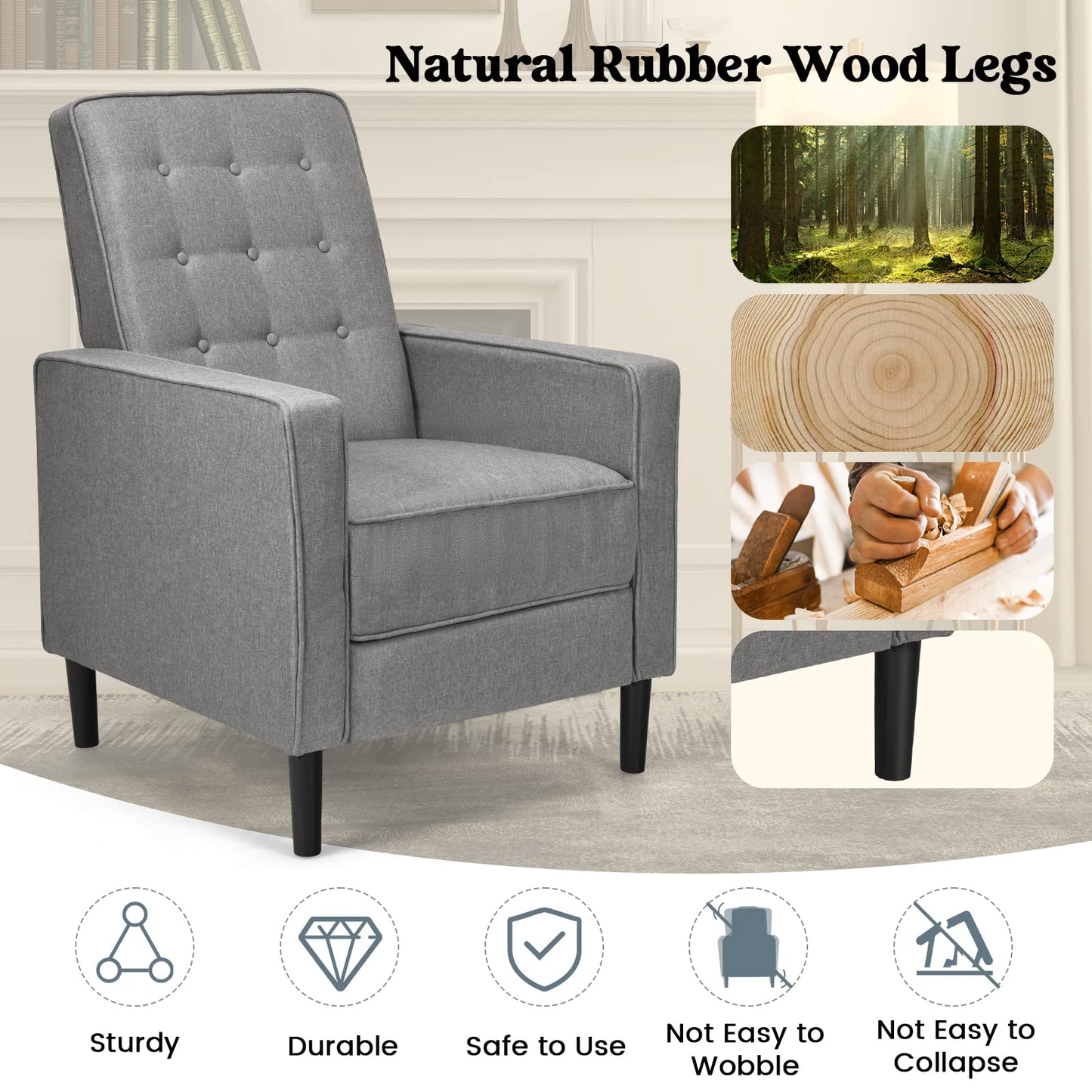 Giantex Accent Armchair, 3-Position Adjustable Sofa Chair Leisure Seat with Extendable Footrest