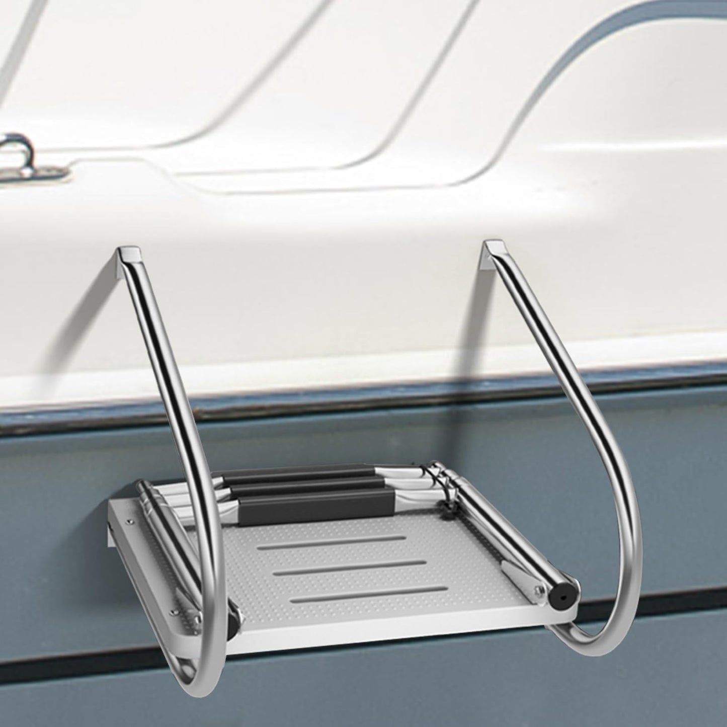 3-Step Telescoping Boat Ladder with Platform & Handrails