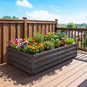 Galvanized Raised Garden Bed 123 x 64 x 29 cm Outdoor Metal Planter Box