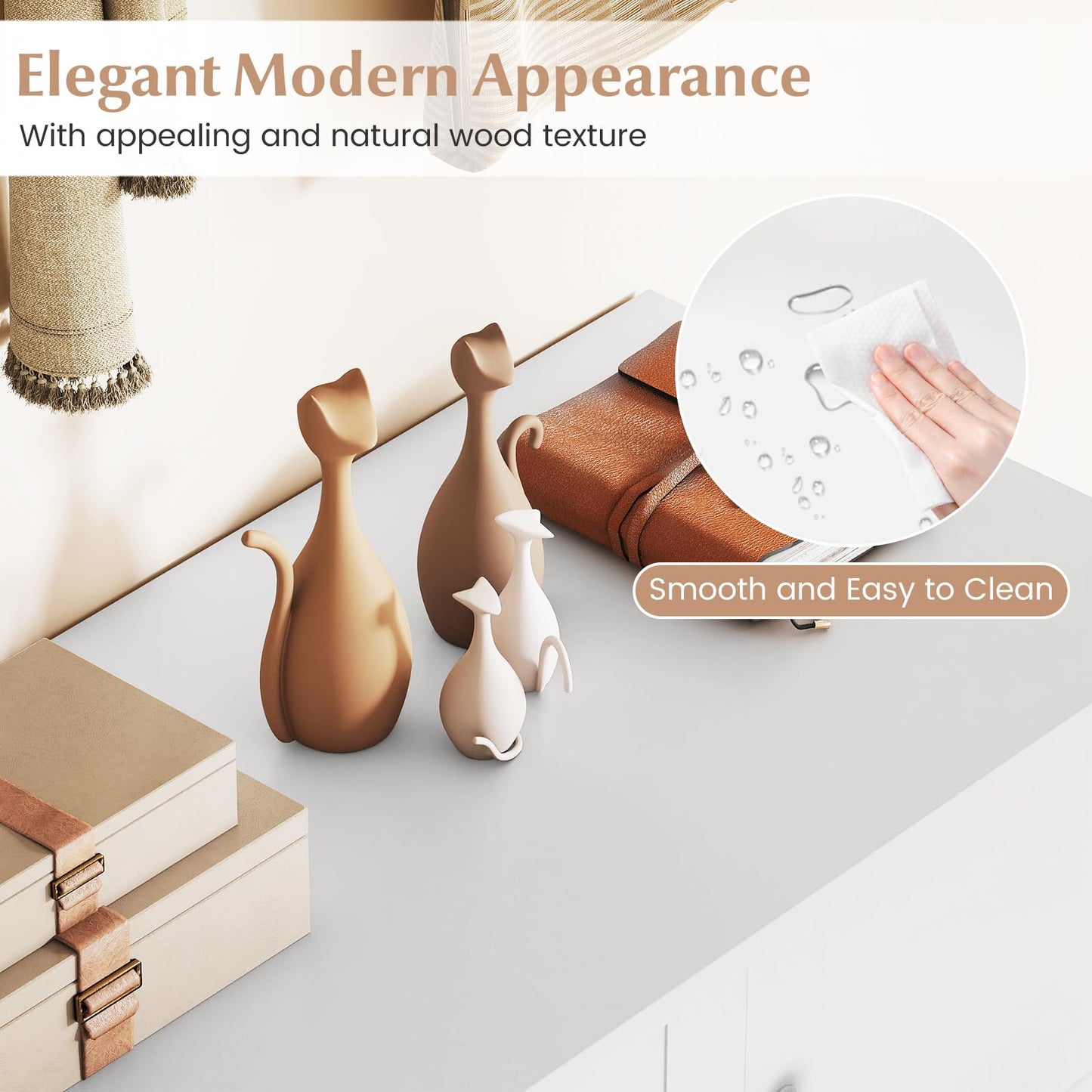 Wooden Shoe Cabinet, 4-Tier Freestanding Shoe Cupboard with 2 Doors and Removable Shelves