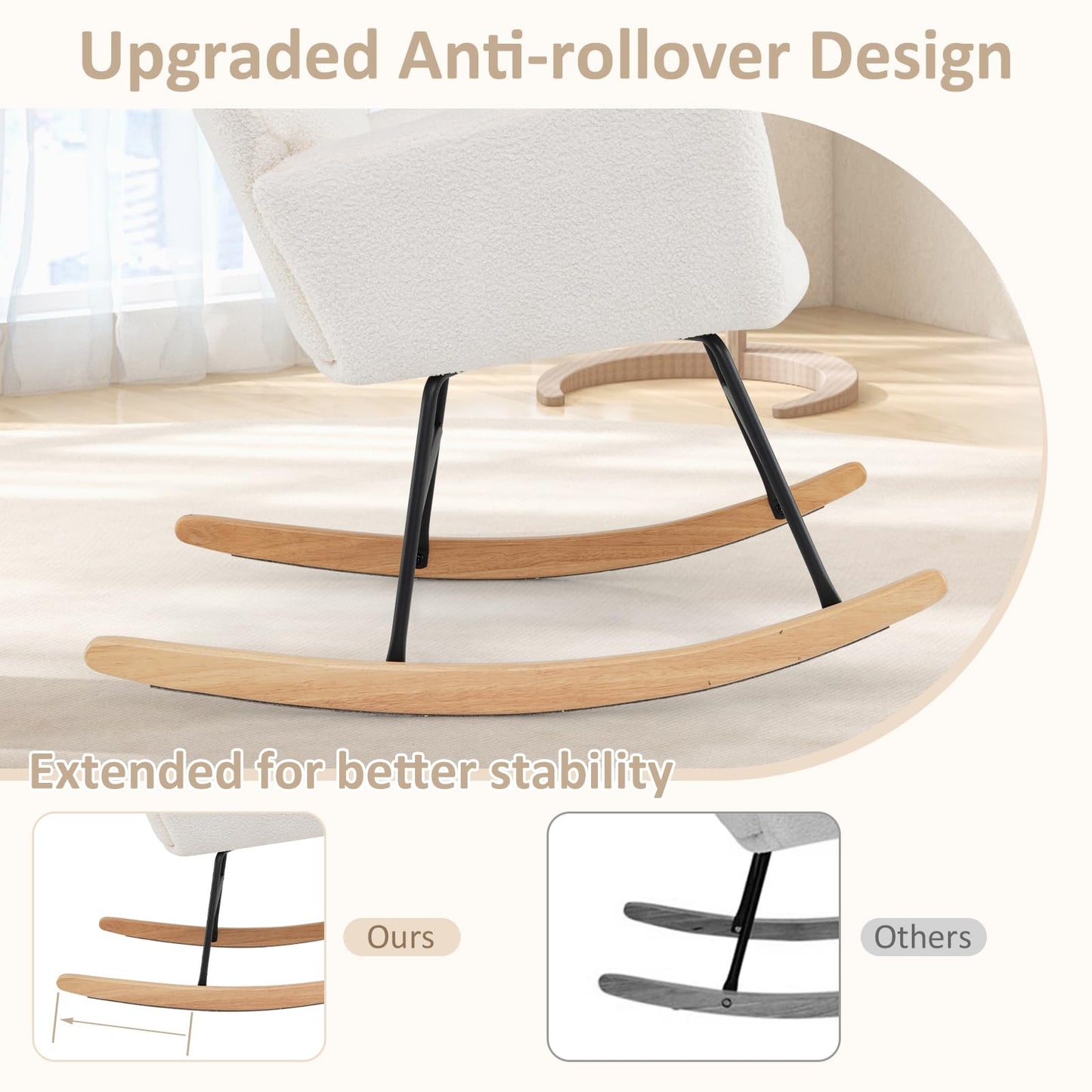 Nursery Rocking Chair with Comfy Backrest and Armrest