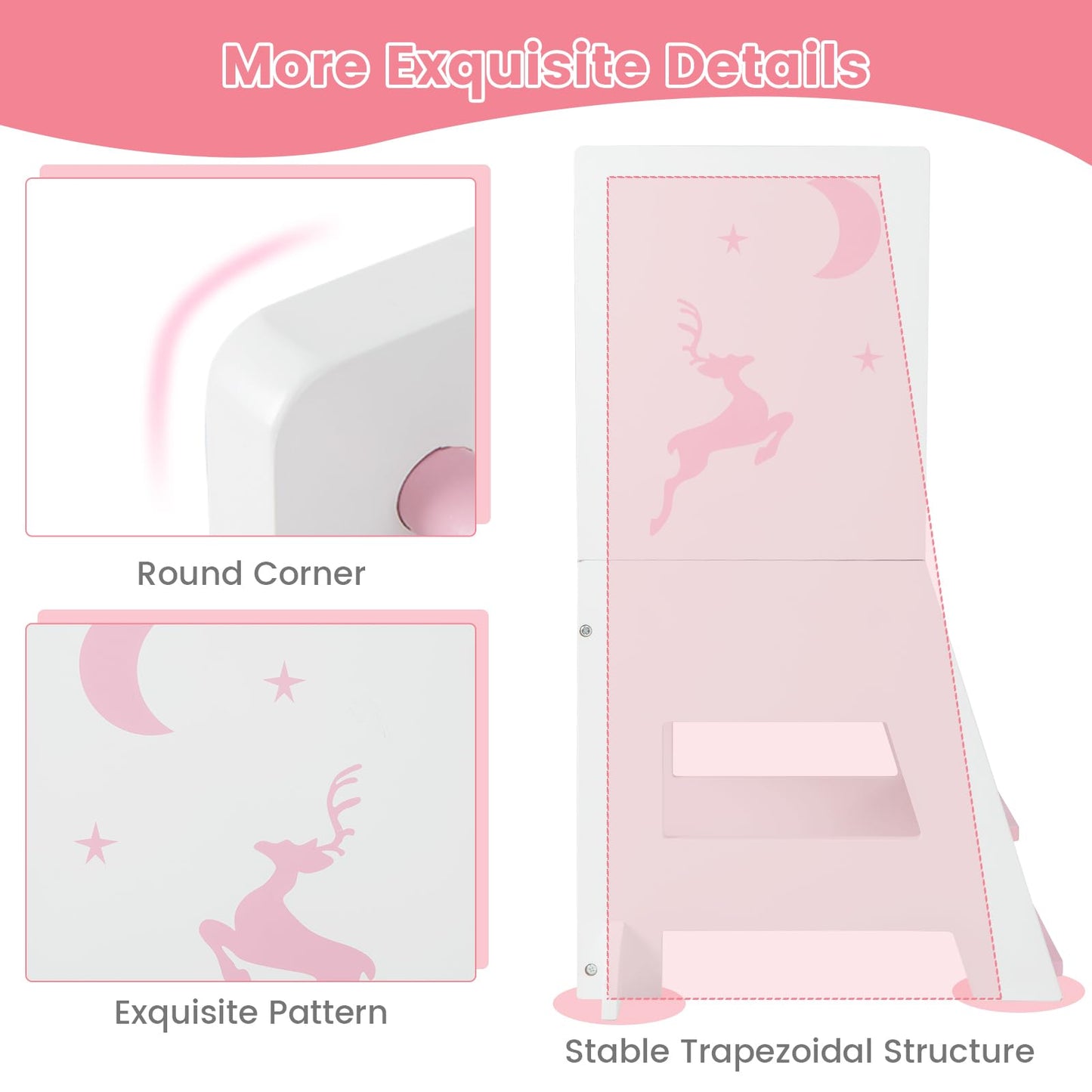 Height Adjustable Toddler Kitchen Learning Tower with Safety Rail