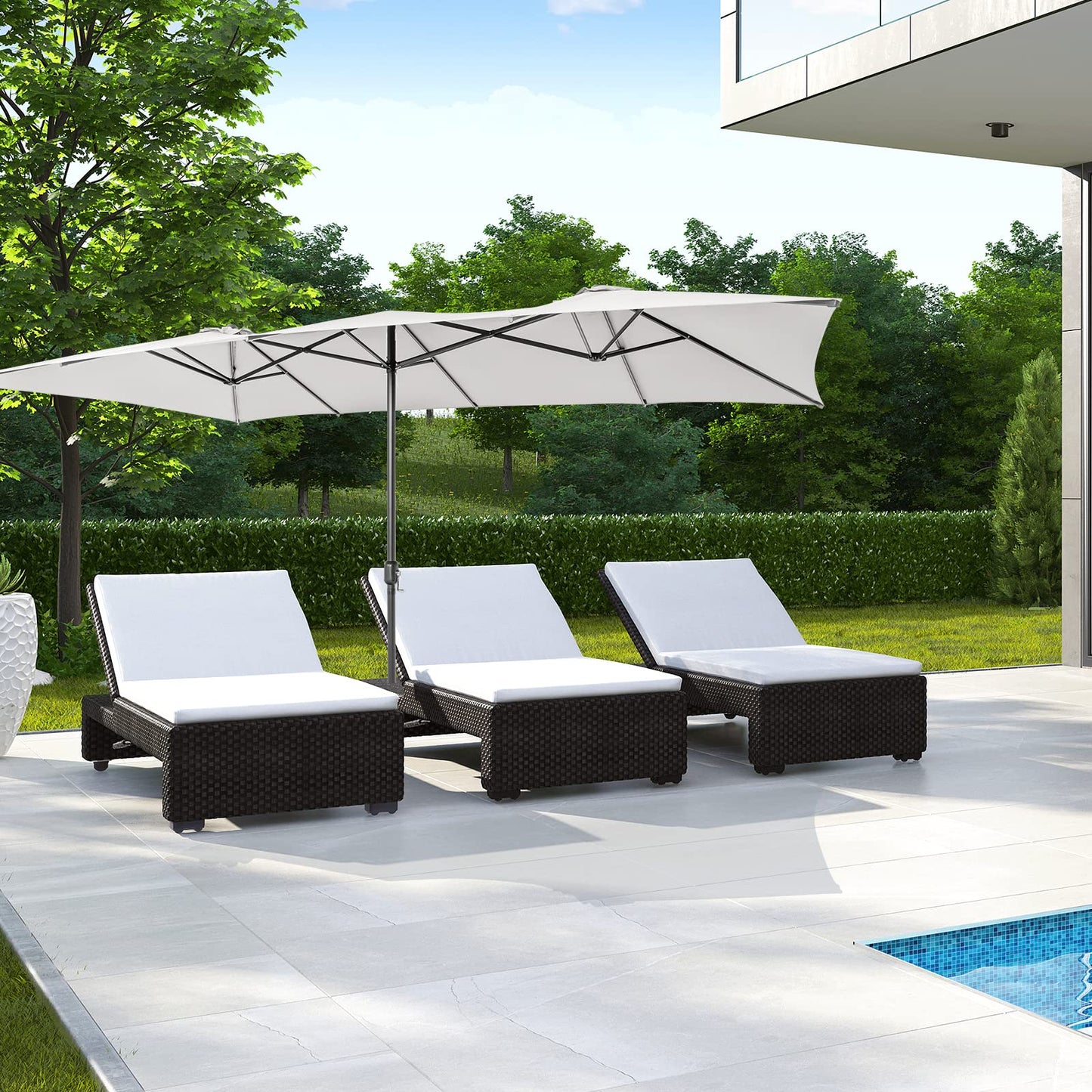 4.3m Double-Sided Patio Umbrella with Crank Handle & Vented Tops