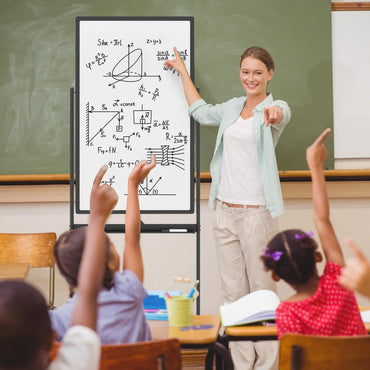 Reversible Rolling White Board with Black Markers and Board Eraser
