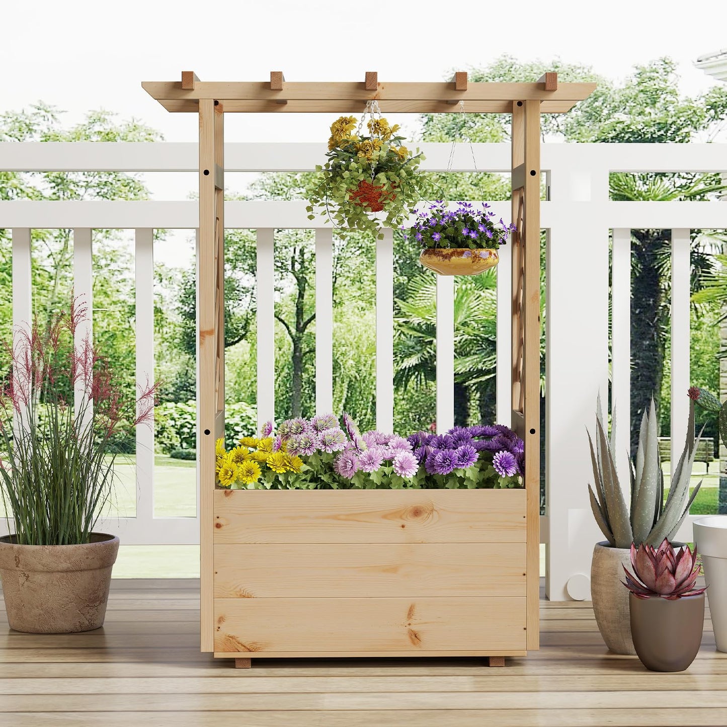 Garden Planter with Trellis for Climbing Vine Plants