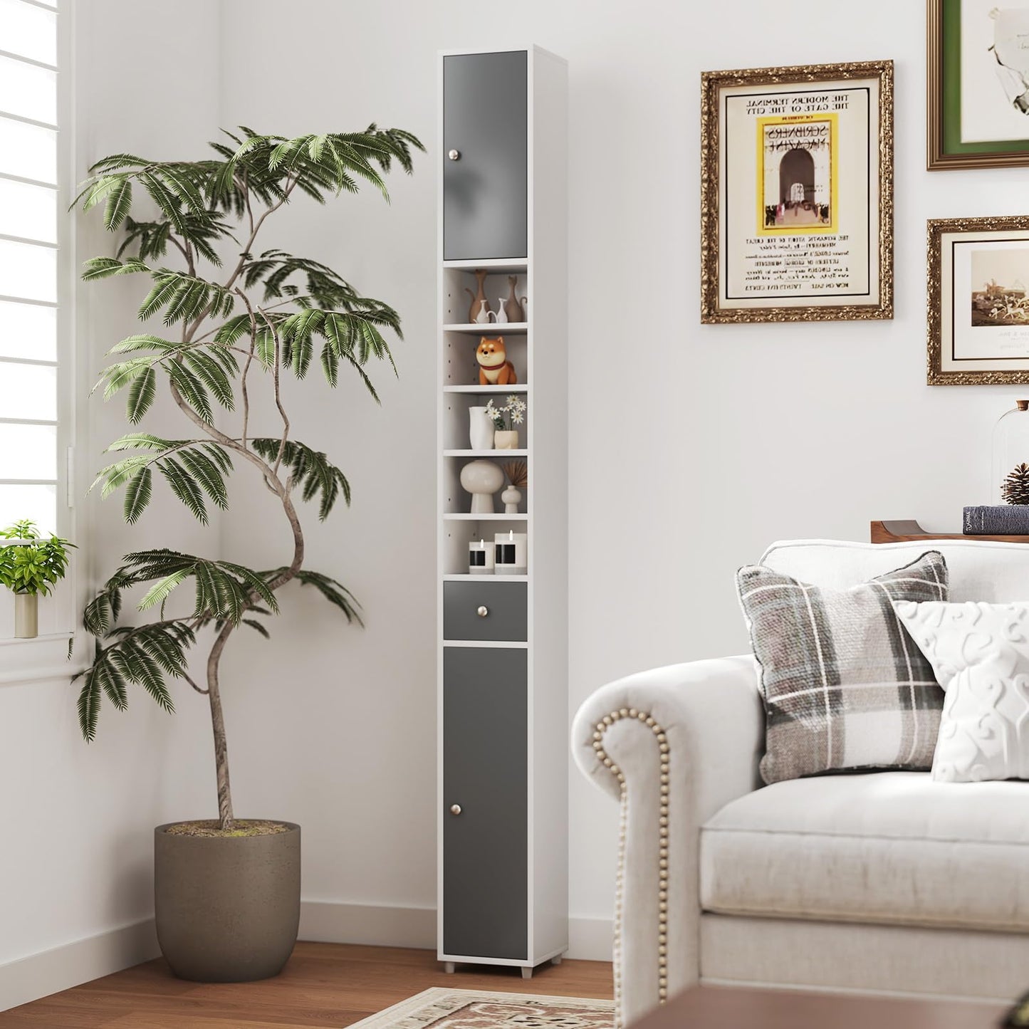 180CM Tall Freestanding Bathroom Cabinet with 2 Doors and 1 Drawer