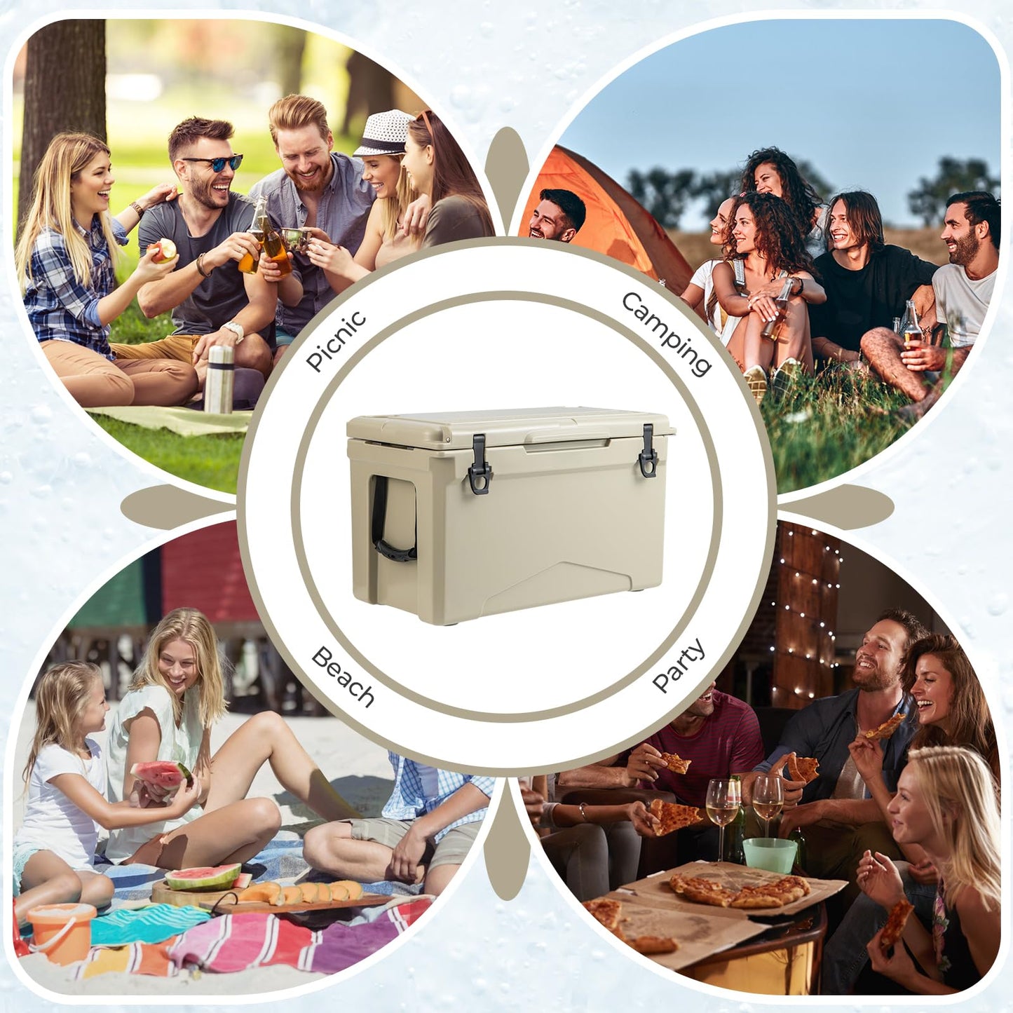 47L Portable Rotomolded Cooler with Integrated Cup Holders
