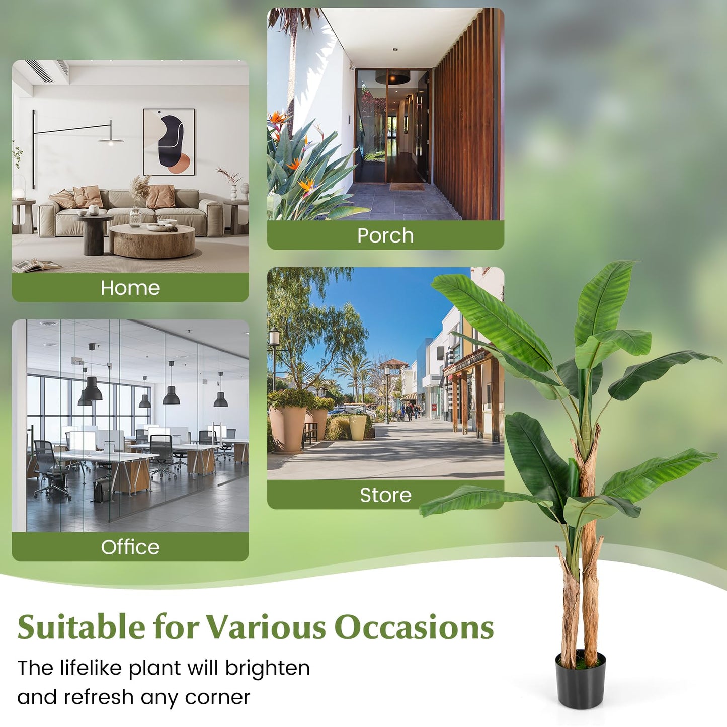 165cm Artificial Fake Banana Tree with 10 Large Leaves