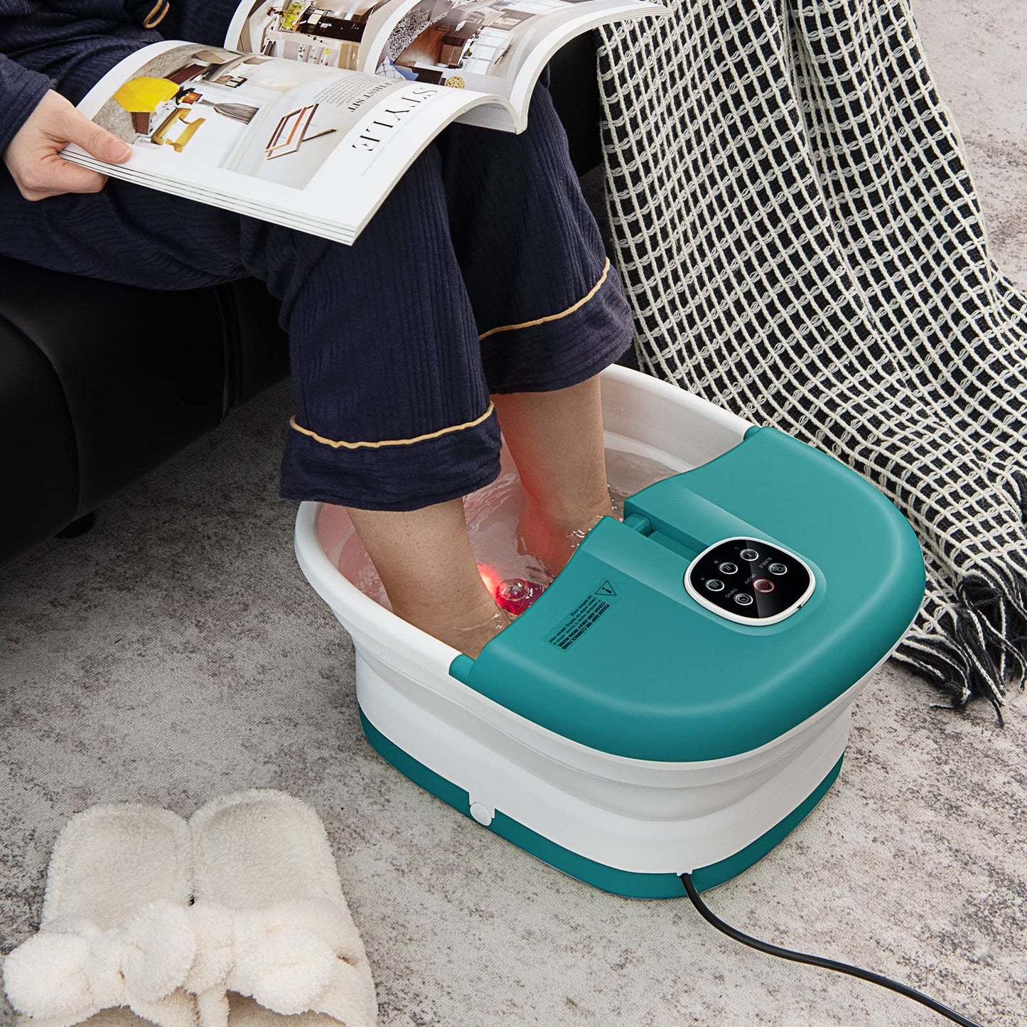 Foldable Heating Foot Soaker with Bubbles & Timing Function