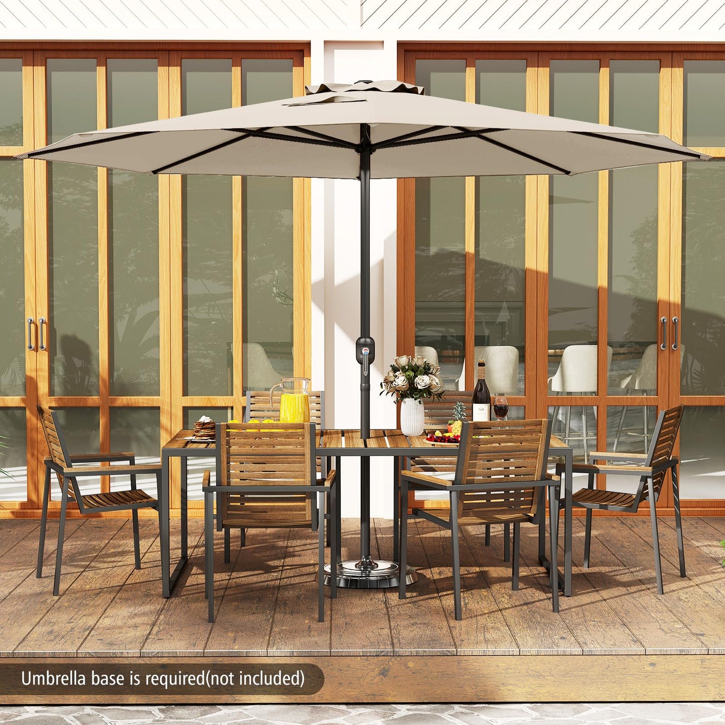 3.5M Water-resistant Patio Umbrella with Crank Handle