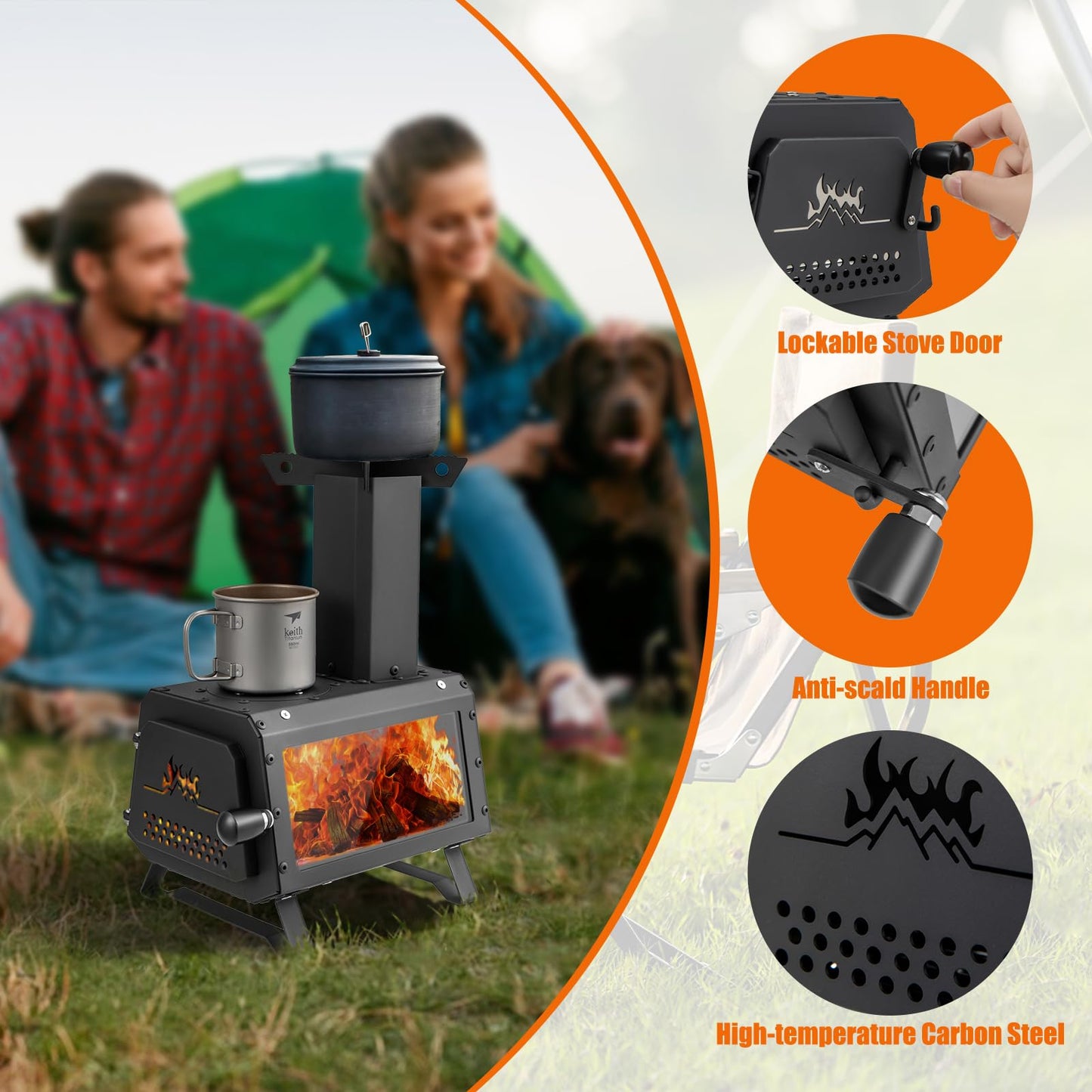 Camping Burning Stove with 2 Cooking Positions