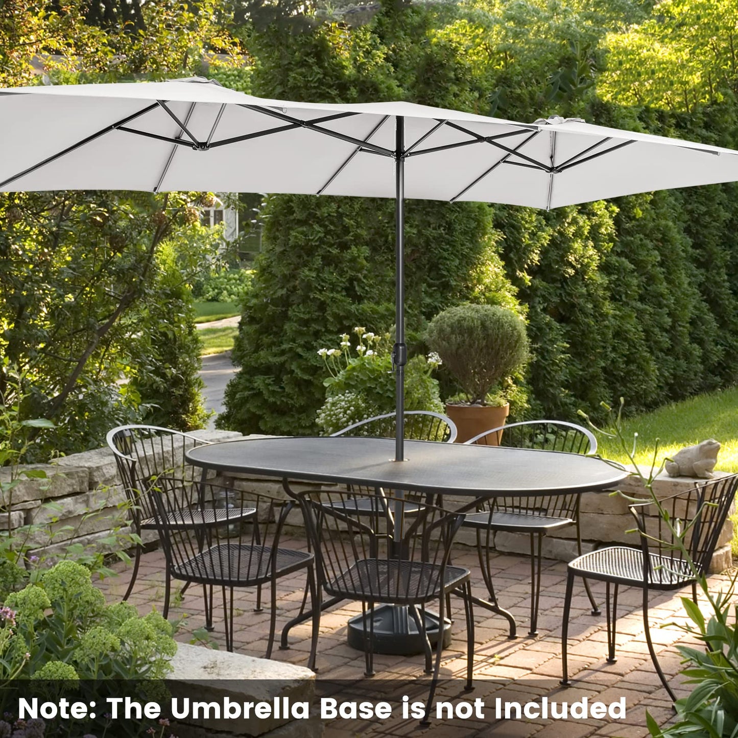 4.3m Double-Sided Patio Umbrella with Crank Handle & Vented Tops