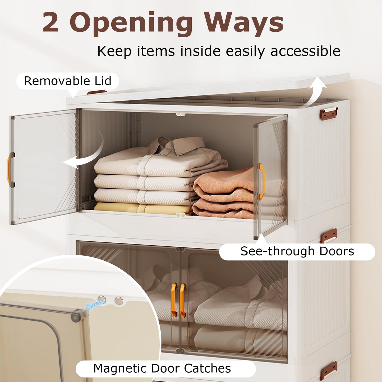 Stackable Storage Containers with Wheels and Doors for Bedroom
