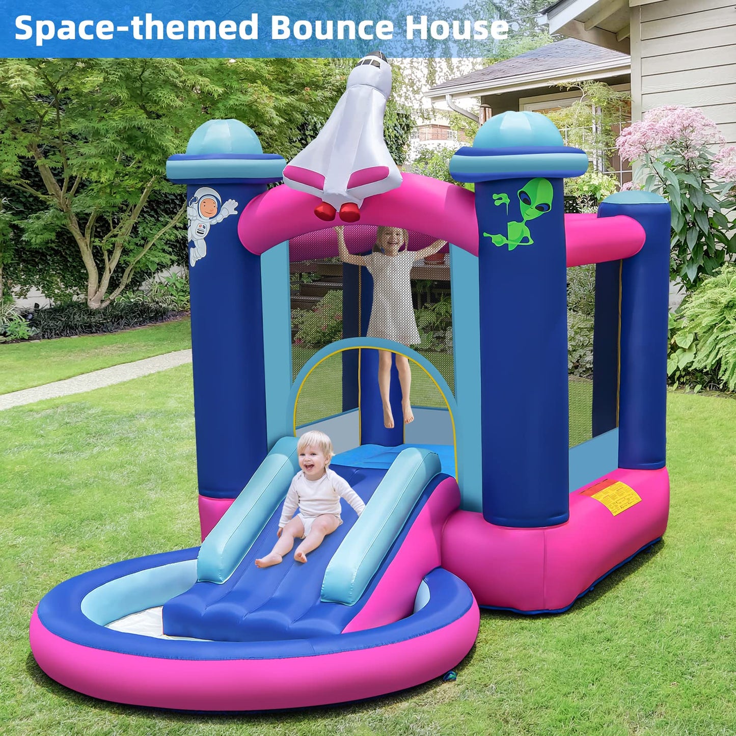 Kids Bouncy Castle with 480W Blower Splash Pool and Carrying Bag