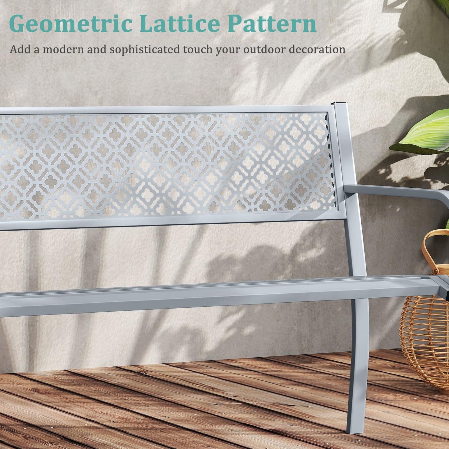 2 Person Heavy Duty Metal Frame Loveseat Park Bench