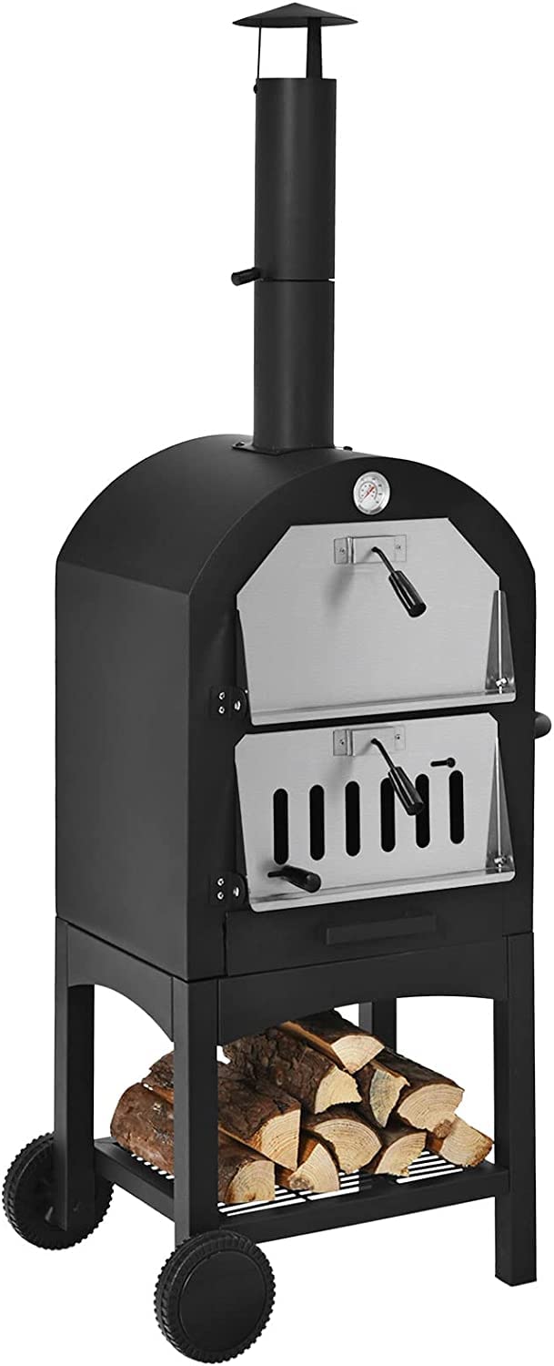 Wood Fired Pizza Maker with Chimney & Pizza Peel