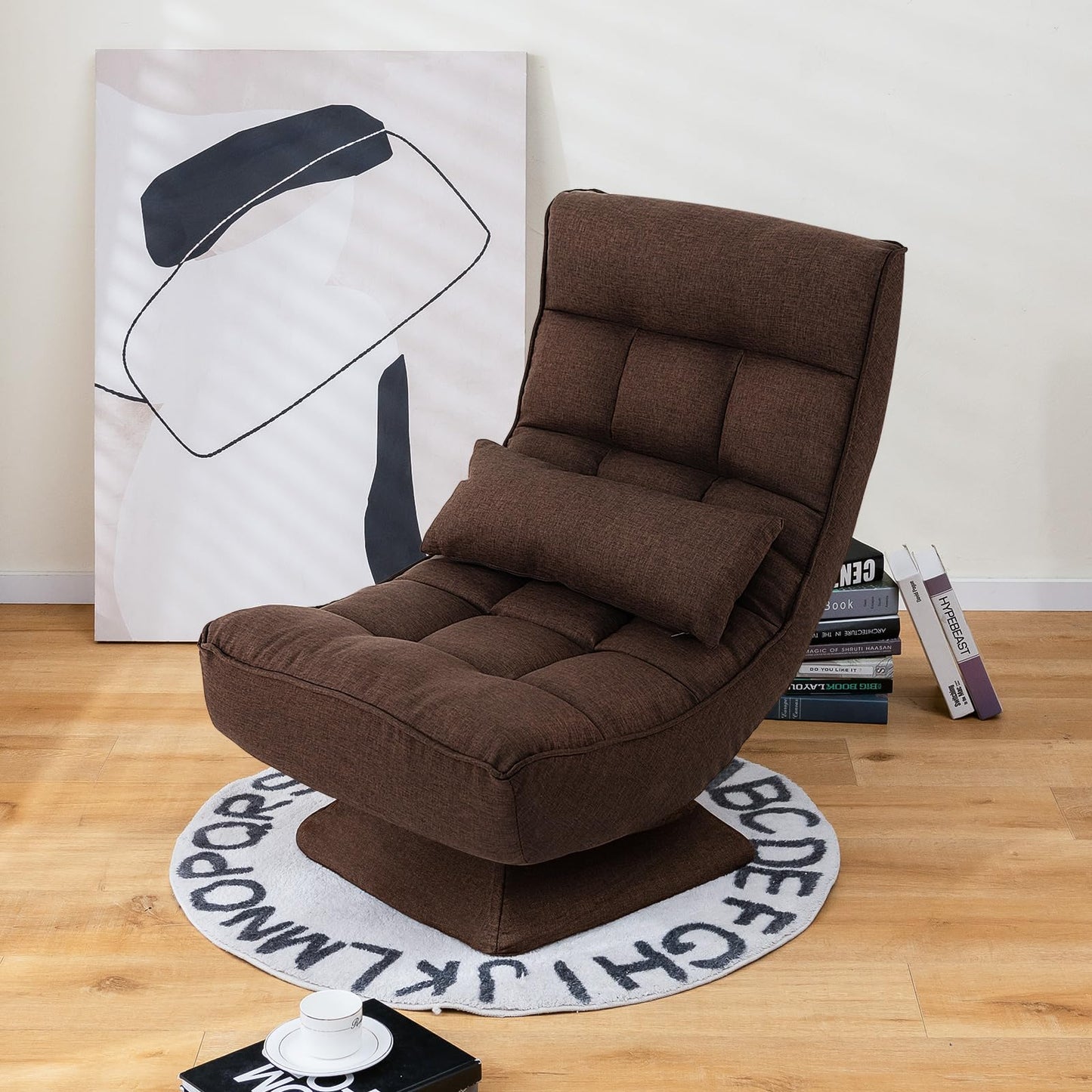 4-Position Adjustable Floor Chair with Swivel Base