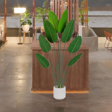 1.9 M Artificial Banana Leaf Tree with 8 Fabric Banana Leaves and Stable Cement-filled Pot
