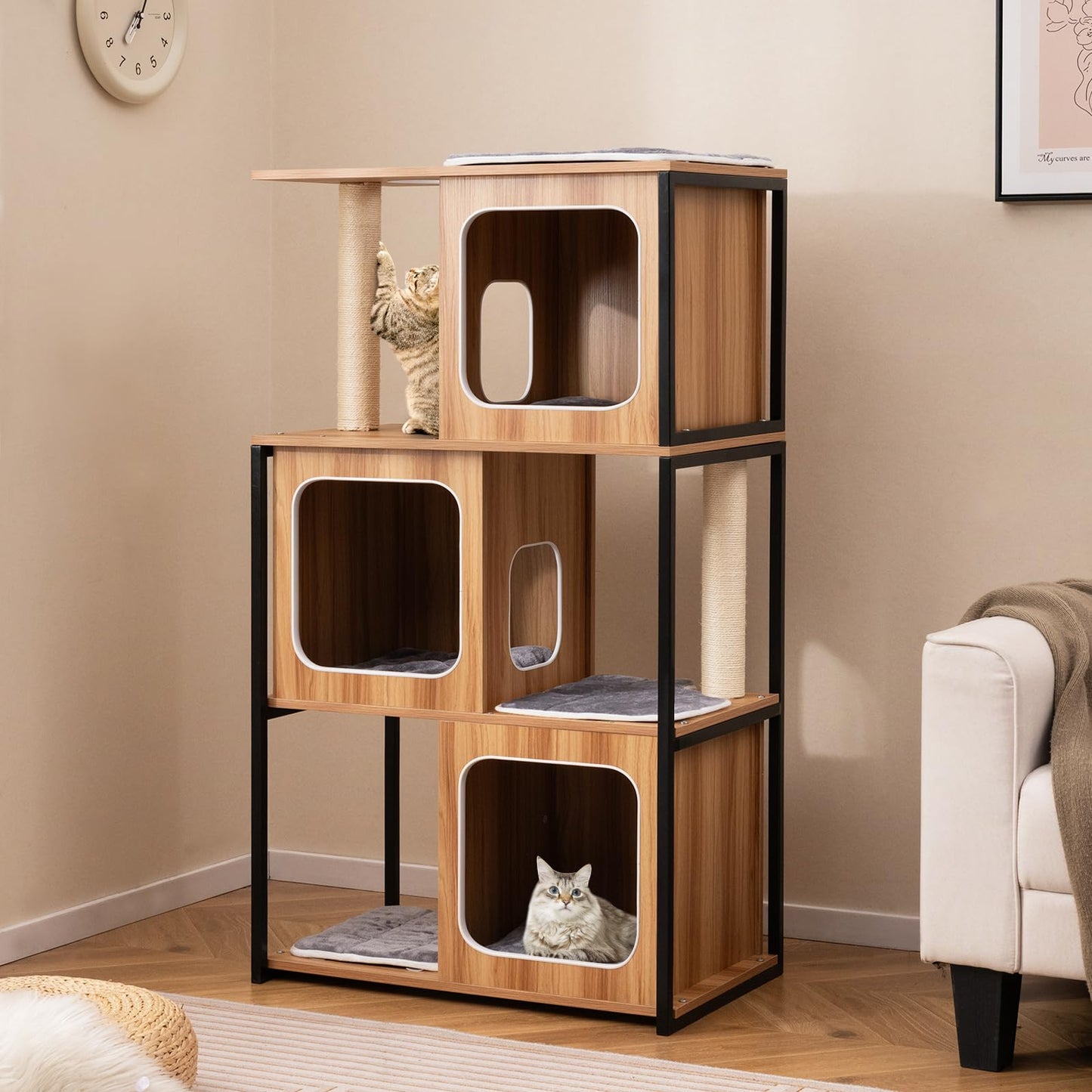 133cm Multi-level Cats Climbing Tower with Scratching Posts