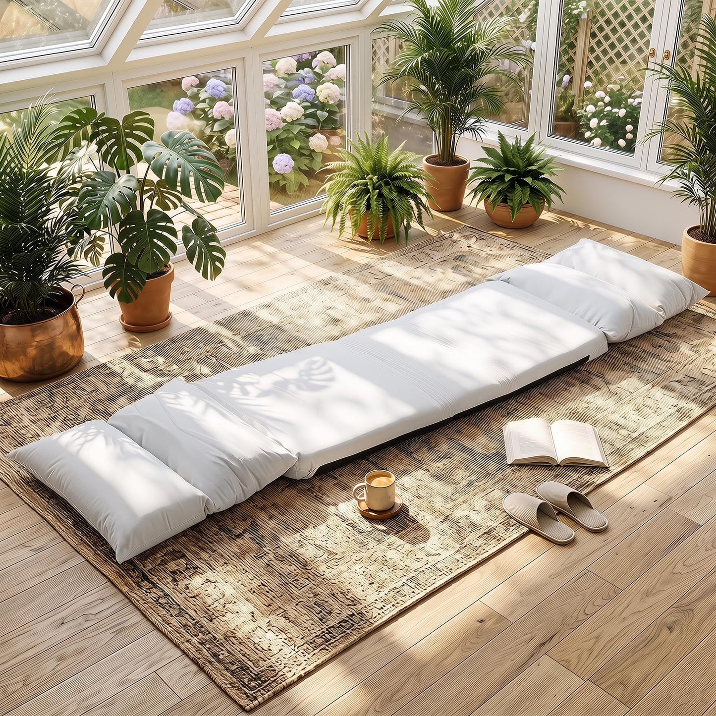 2-In-1 Adjustable Single Lazy Sofa Bed Chair