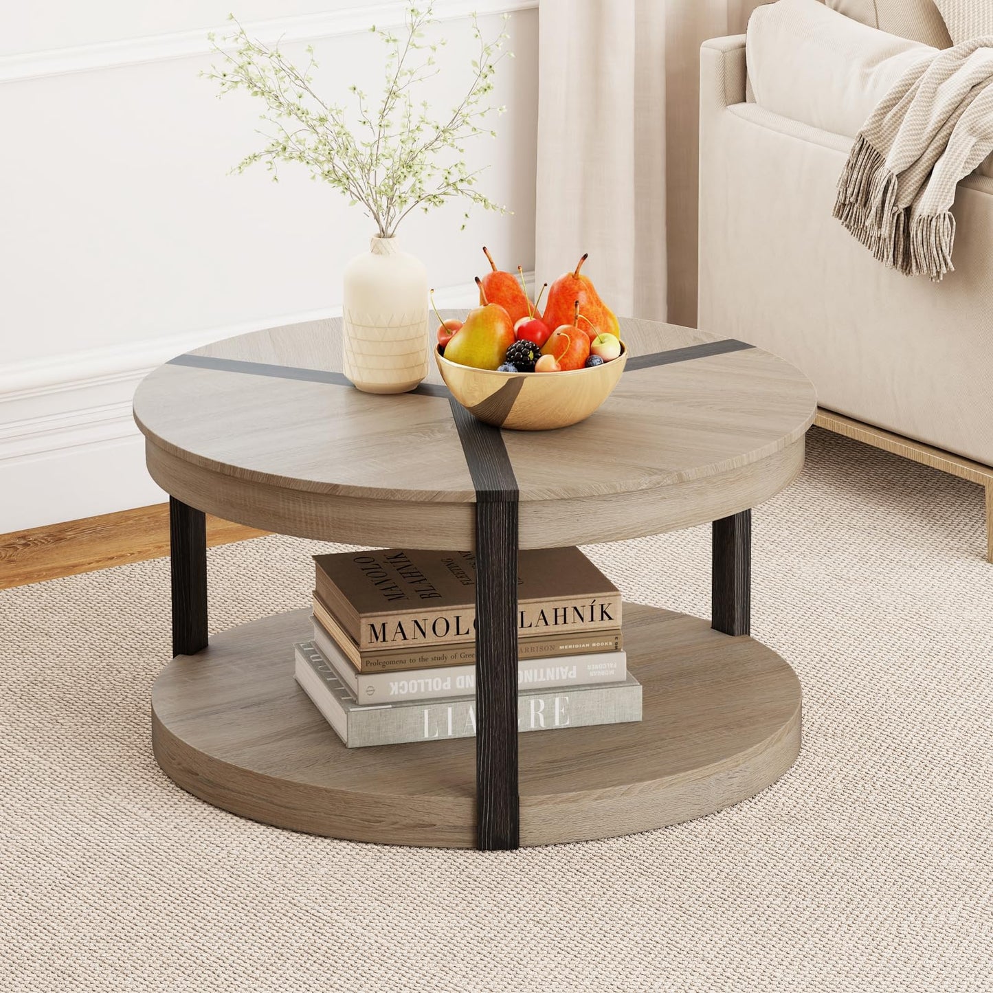 2-Tier 88cm Rubber Wood Cocktail Center Accent Tea End Sofa Side Table