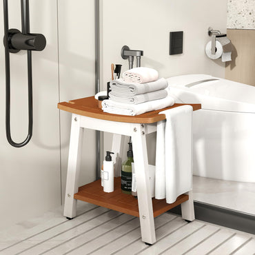 HIPS Slatted Spa Bath Stool Seat with Storage Shelf