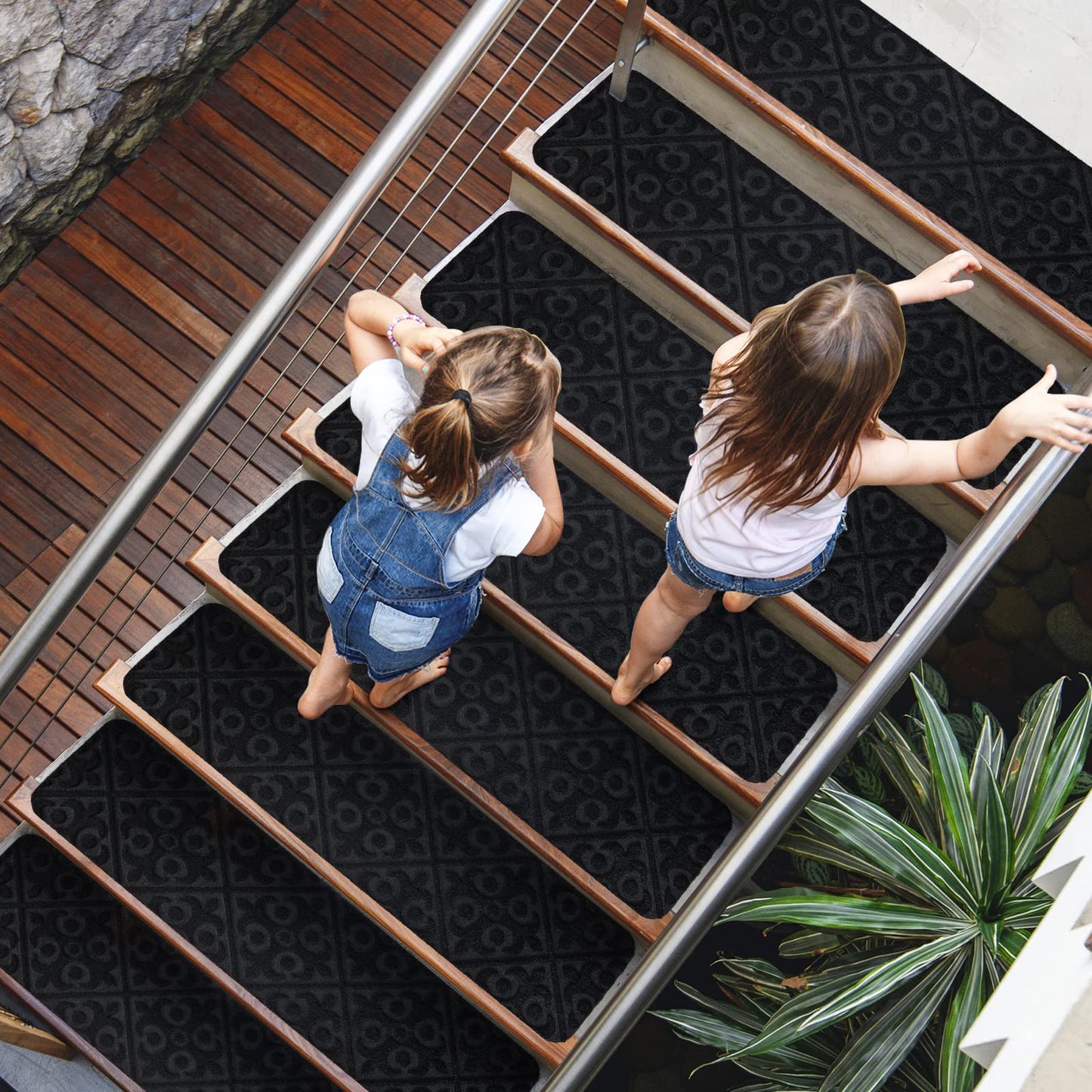 15 Pack Indoor Stair Runners Safety Rug with Reusable Adhesive