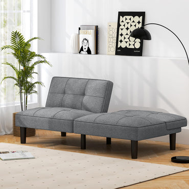 Convertible Folding Futon Sofa Bed with 6-Position Adjustable Backrest and Thick Cushion